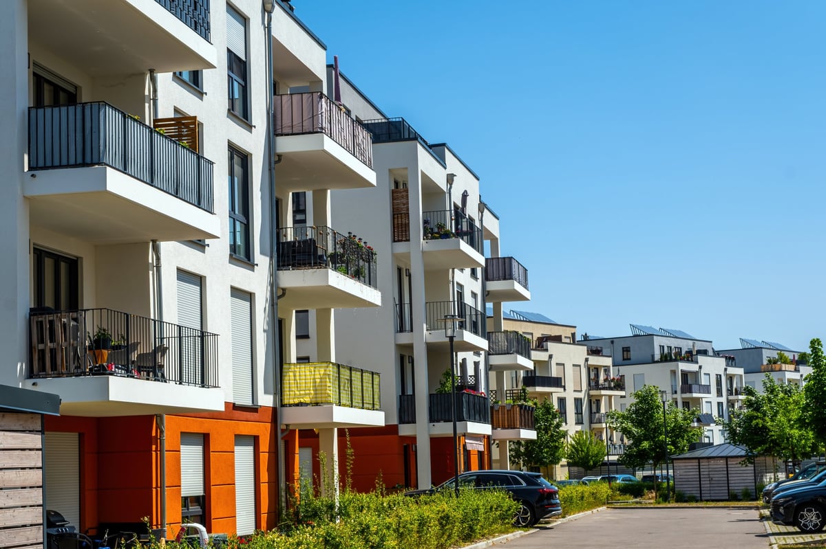 Modern multifamily residential buildings